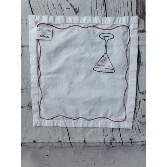 Pier 1 Cocktail Martini Napkins Set 4 Embroidered White Cotton - Picture 10 of 10